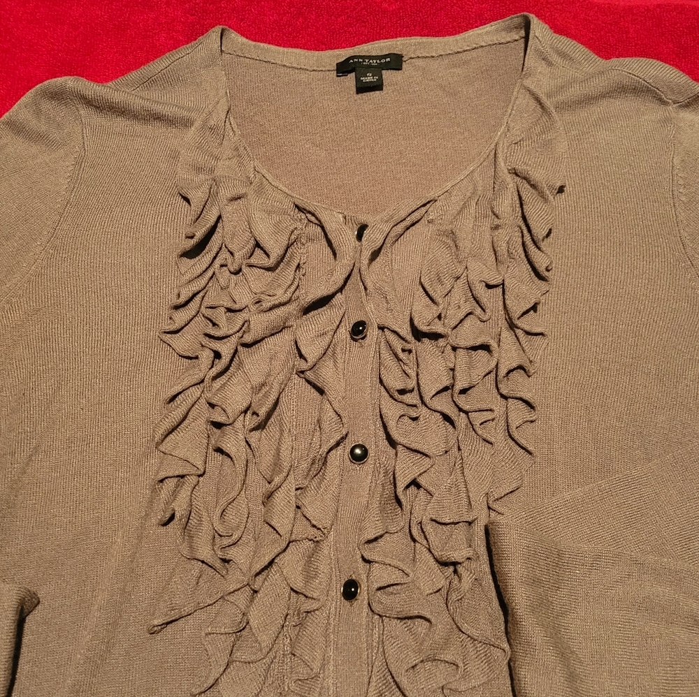 Ruffled 🫒 Olive Green Cardigan Sweater